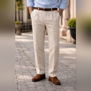 Dockers Premium Men’s Dress Pants Beige Linen Blend Classic Fit